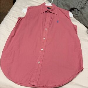 Polo Ralph Lauren Sleeveless Pink Button Down Shirt size XS